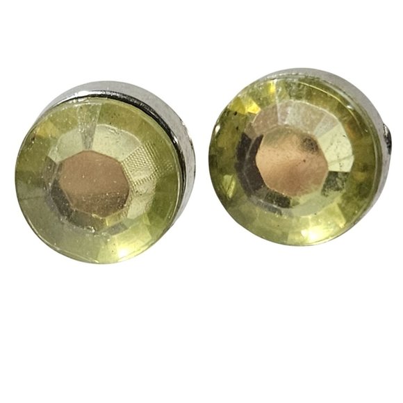 Elegant Yellow Faceted Round Crystal Stud Earrings Minimalist Fashion Jewelry - Picture 1 of 3